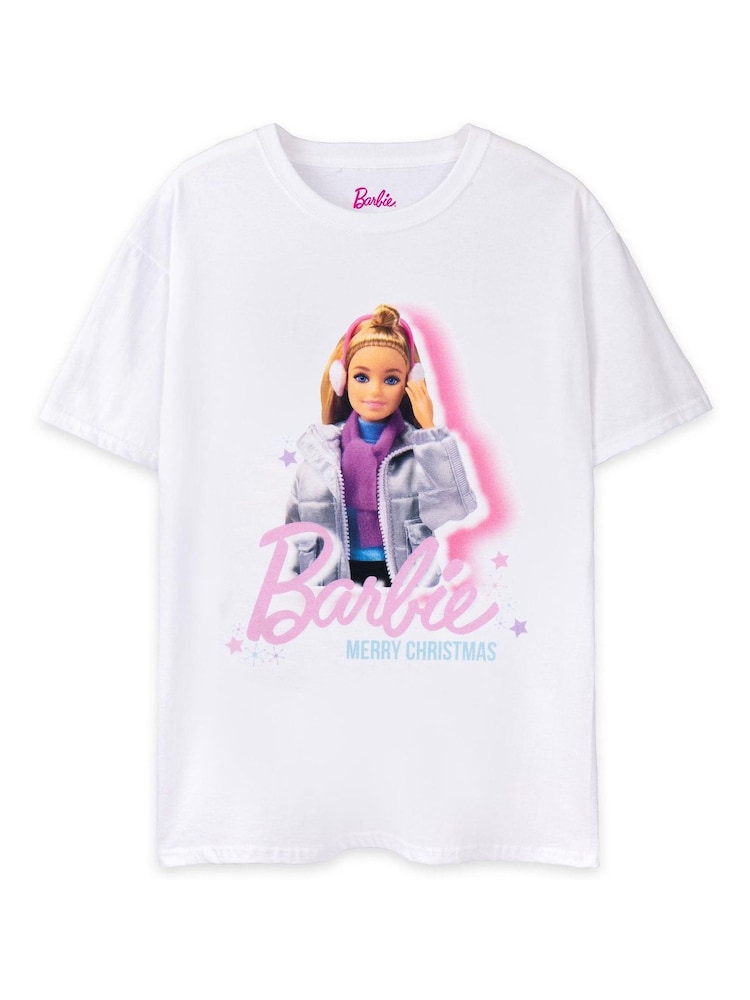Vanilla Underground White Barbie Ladies Christmas 100% Cotton T-Shirt - Image 1 of 5 Vanilla Underground White Barbie Ladies Christmas 100% Cotton T-Shirt - Image 1 of 5