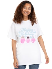 Pusheen blanco - Vanilla Underground Ladies Christmas 100% Cotton T-Shirt - Imagen 1 de 4