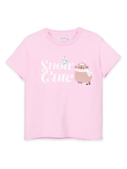 Vanilla Underground Pink Pusheen Girls Christmas 100% Cotton T-Shirt - Image 1 of 5