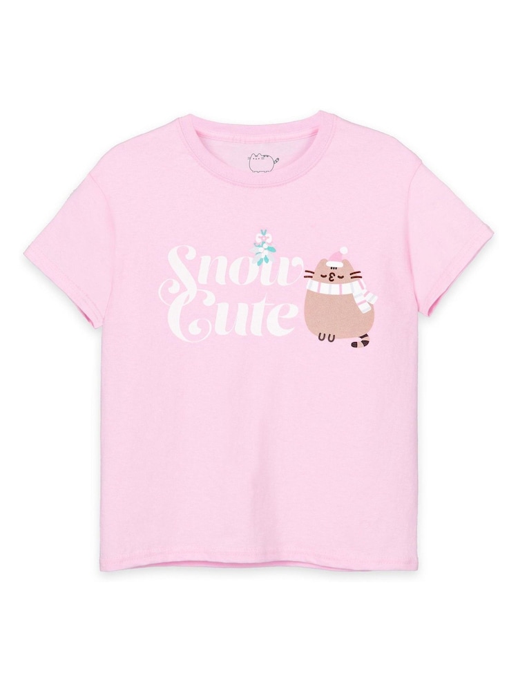 Vanilla Underground Pink Pusheen Girls Christmas 100% Cotton T-Shirt - Image 1 of 5 Vanilla Underground Pink Pusheen Girls Christmas 100% Cotton T-Shirt - Image 1 of 5