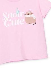 Vanilla Underground Pink Pusheen Girls Christmas 100% Cotton T-Shirt - Image 4 of 5