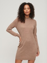 Superdry Brown Merino Knit Dress - Image 1 of 6