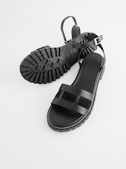 Black Standard/Wide Fit Forever Comfort® Leather Cleated Sandals - Image 1 of 6