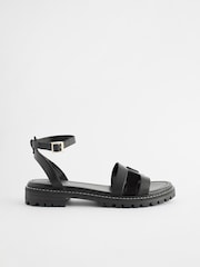 Black Standard/Wide Fit Forever Comfort® Leather Cleated Sandals - Image 3 of 6