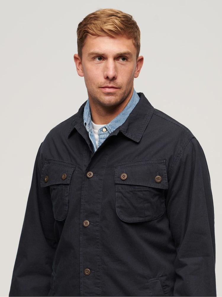 Superdry Black 100% Cotton Military Overshirt Jacket - Image 3 of 6