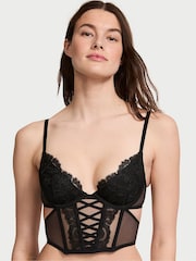 Victoria's Secret Black Longline Boho Floral Bra - Image 1 of 4