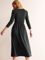Boden Black Ruched Sparkle Midi Dress - Image 2 of 4