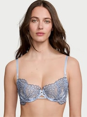 Victoria's Secret Blue Faded Denim Unlined Balcony Boho Floral Bra - Image 1 of 3