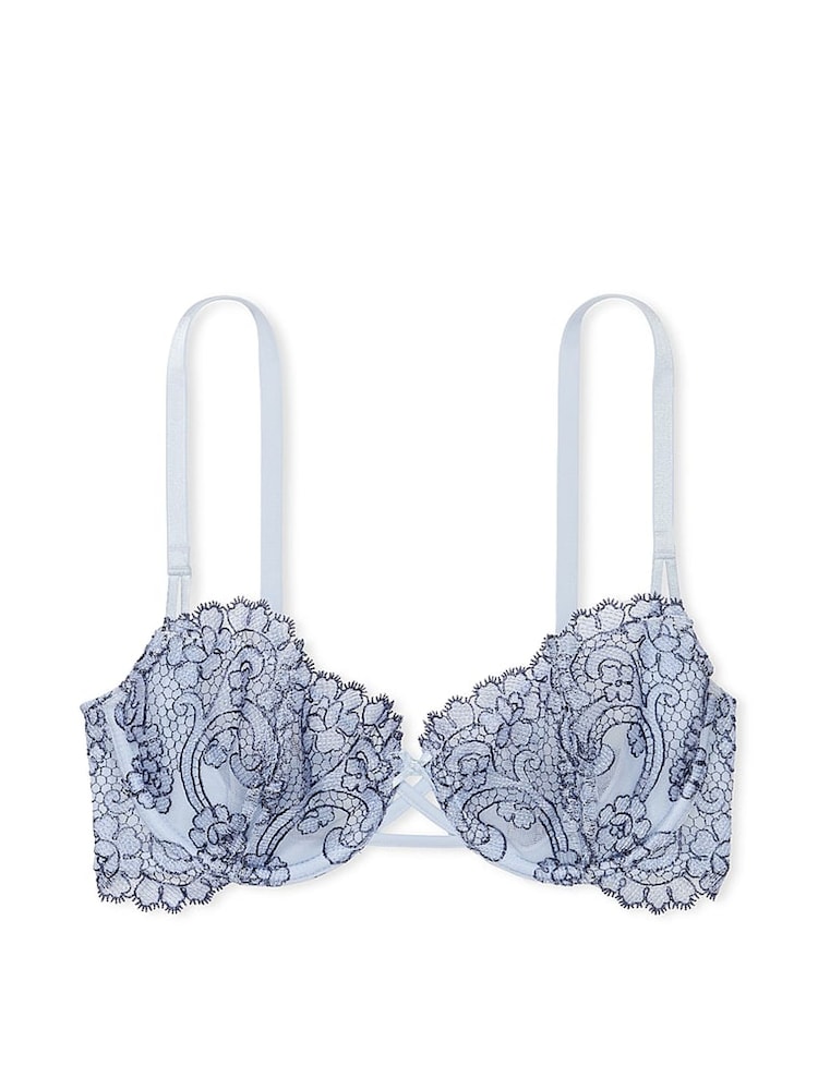 Victoria's Secret Blue Faded Denim Unlined Balcony Boho Floral Bra - Image 3 of 3