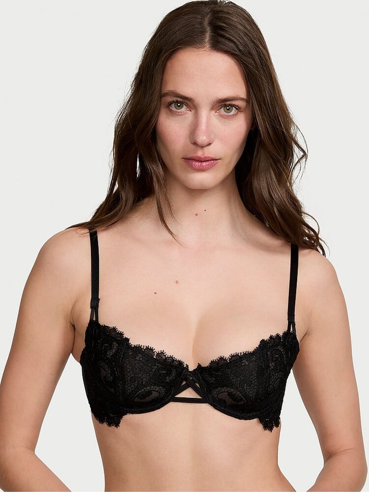 Victoria's Secret Black Unlined Balcony Boho Floral Bra - Image 1 of 3