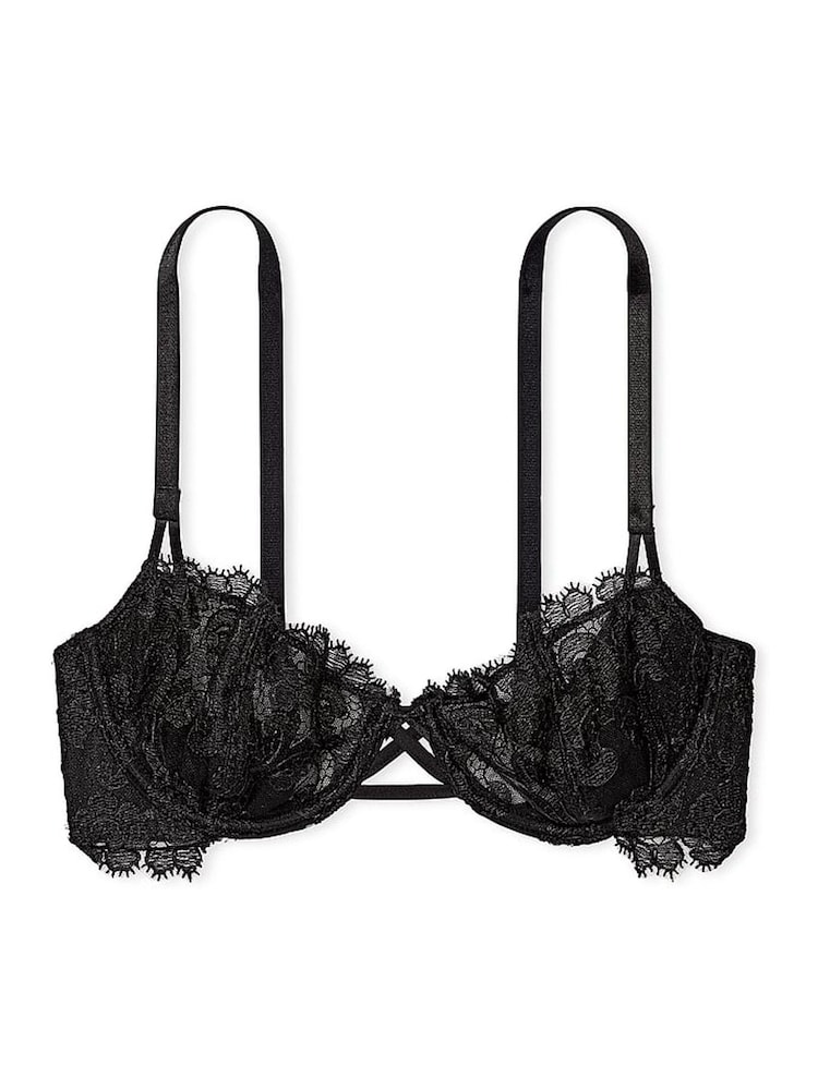 Victoria's Secret Black Unlined Balcony Boho Floral Bra - Image 3 of 3