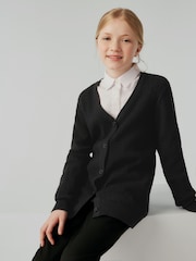 Clarks Black Senior Girls School Longline Cable Cardigan - Image 1 of 9
