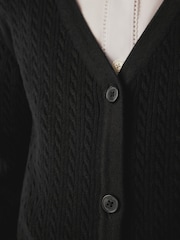 Clarks Black Senior Girls School Longline Cable Cardigan - Image 5 of 9
