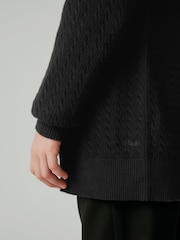 Clarks Black Senior Girls School Longline Cable Cardigan - Image 6 of 9