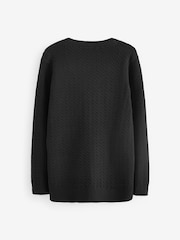 Clarks Black Senior Girls School Longline Cable Cardigan - Image 8 of 9