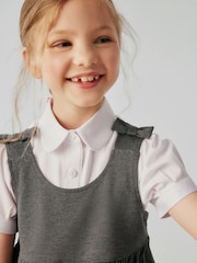 Clarks Grey Girls Frill Ponte School Pinafore Dress - Image 5 of 10