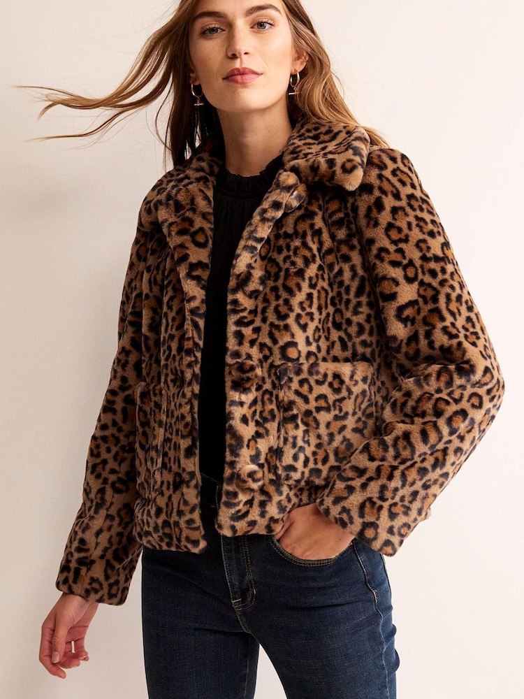Boden Animal York Faux-Fur Coat - Image 1 of 4