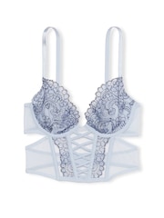Victoria's Secret Blue Faded Denim Longline Boho Floral Bra - Image 1 of 2