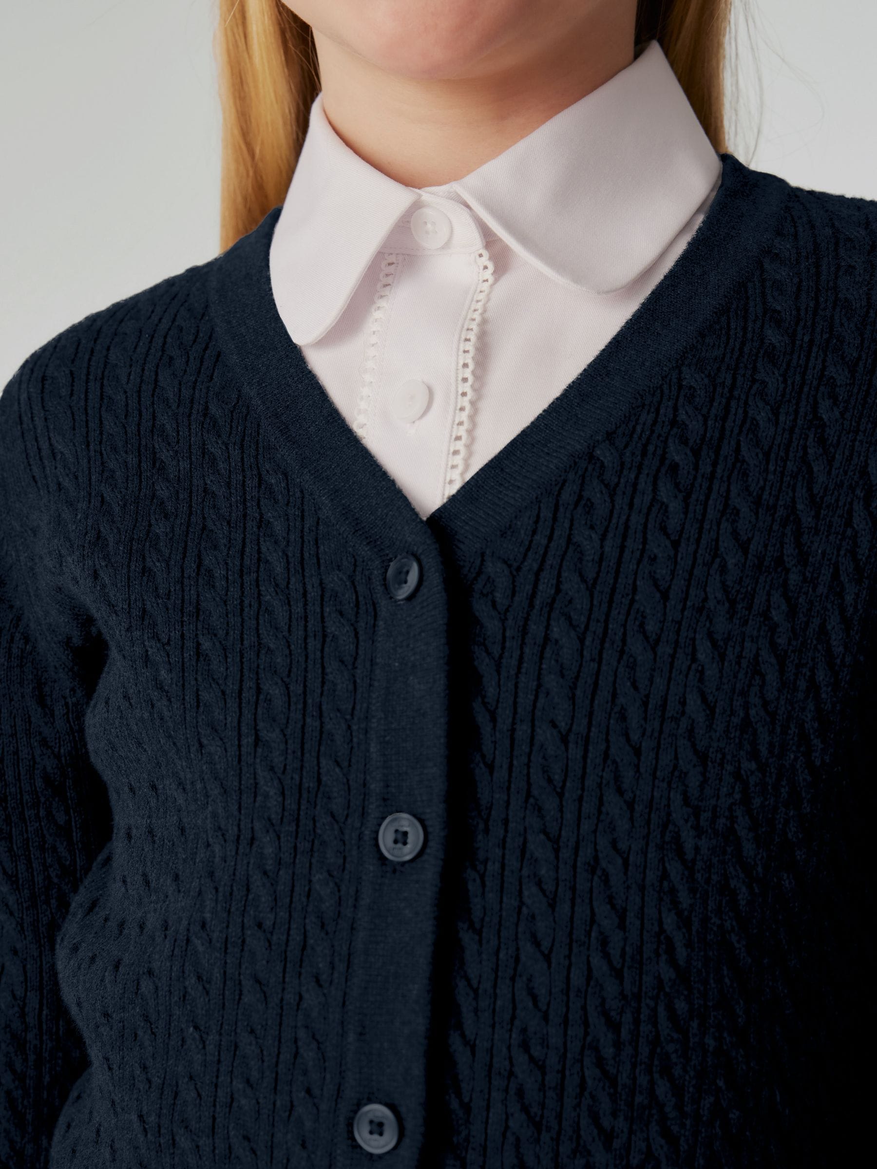 Buy Clarks Navy Cable Knit Frill School Cardigan from Next USA