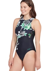 Zoggs Hi Front High Coverage One Piece Swimsuit - Image 1 of 7