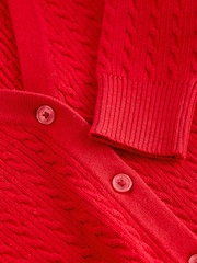 Clarks Red Girls Cable Knit Frill School Cardigan - Image 9 of 9
