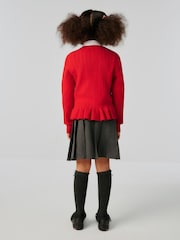Clarks Red Girls Cable Knit Frill School Cardigan - Image 2 of 9