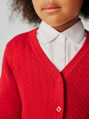 Clarks Red Girls Cable Knit Frill School Cardigan - Image 5 of 9