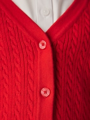 Clarks Red Girls Cable Knit Frill School Cardigan - Image 7 of 9