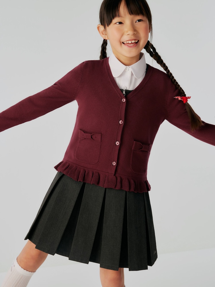 Clarks Burgundy Red School V-Neck Cardigan - Image 3 of 10