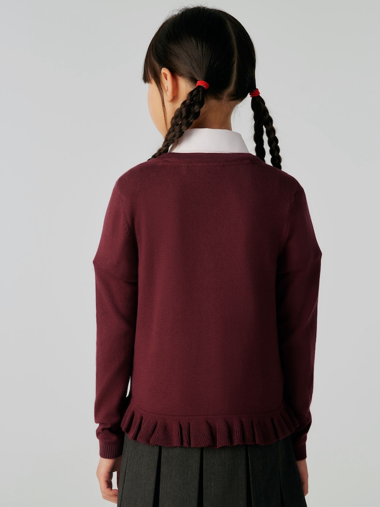 Clarks Burgundy Red School V-Neck Cardigan - Image 4 of 10