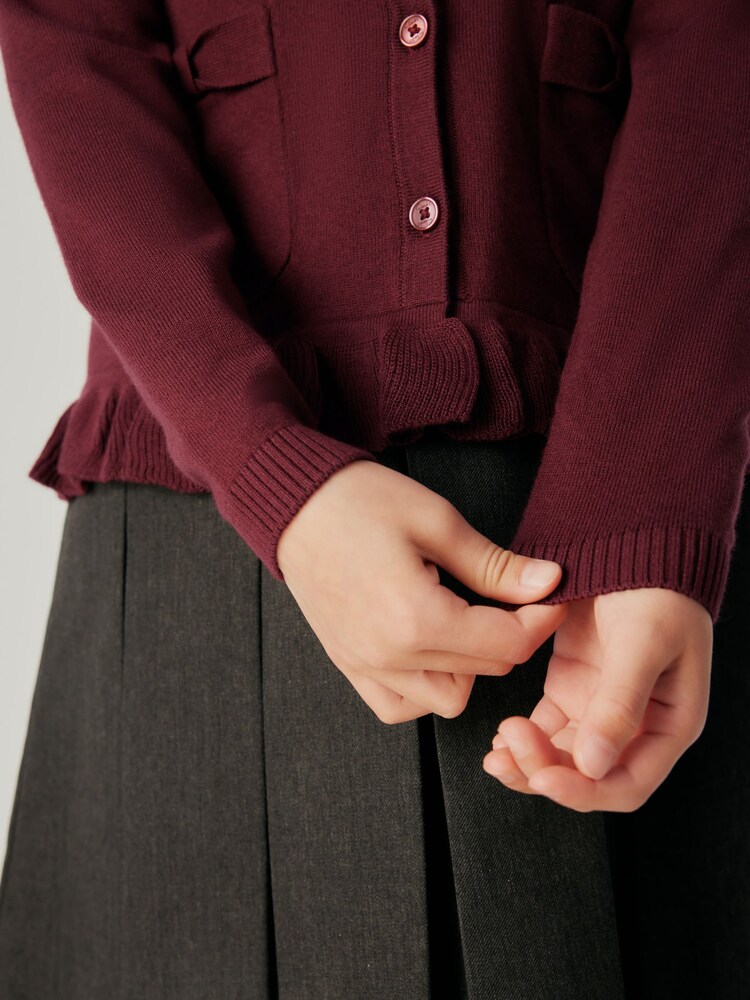 Clarks Burgundy Red School V-Neck Cardigan - Image 5 of 10