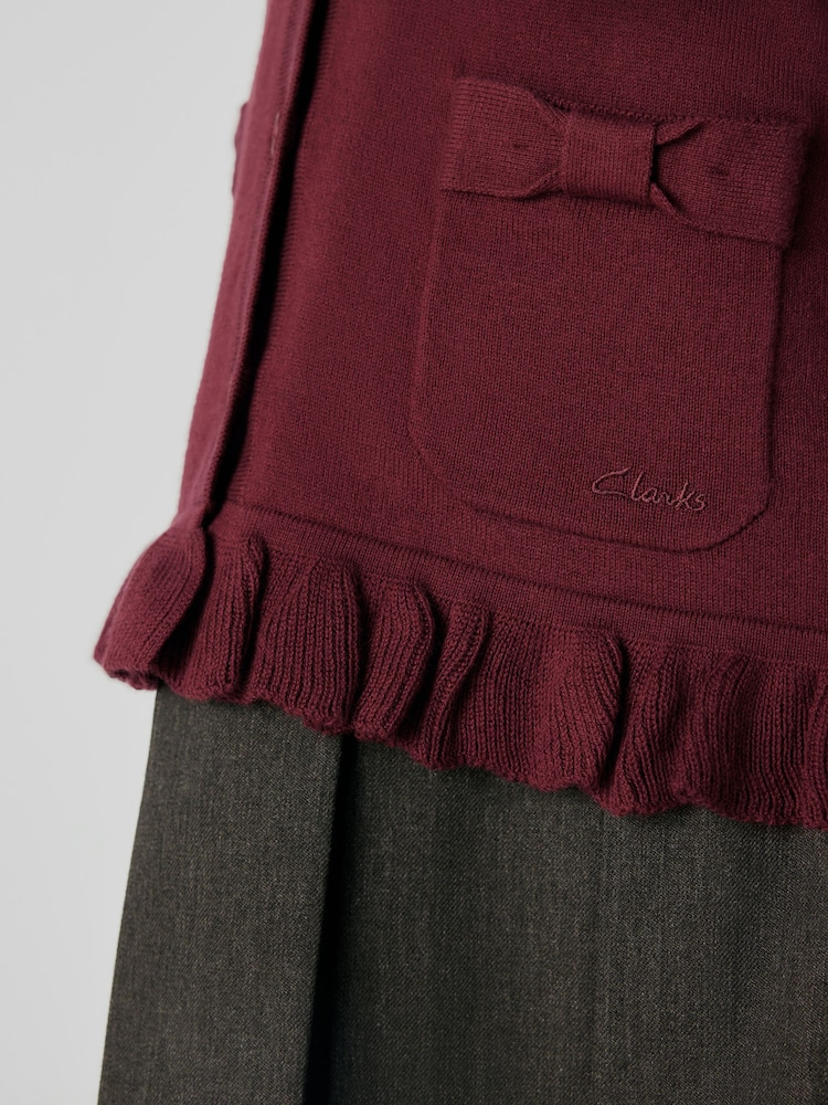 Clarks Burgundy Red School V-Neck Cardigan - Image 6 of 10