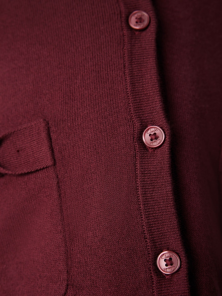 Clarks Burgundy Red School V-Neck Cardigan - Image 7 of 10