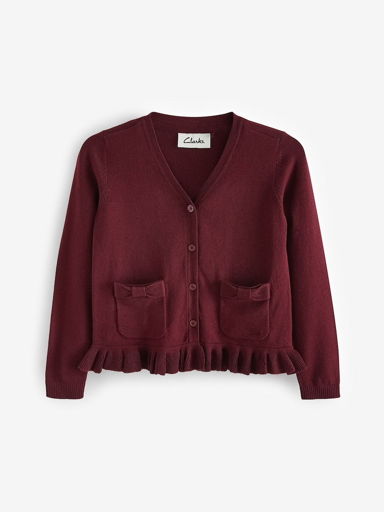 Clarks Burgundy Red School V-Neck Cardigan - Image 8 of 10