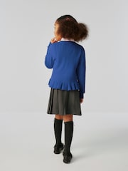 Clarks Blue Girls Cable Knit Frill School Cardigan - Image 3 of 7