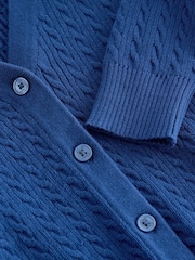 Clarks Blue Girls Cable Knit Frill School Cardigan - Image 7 of 7