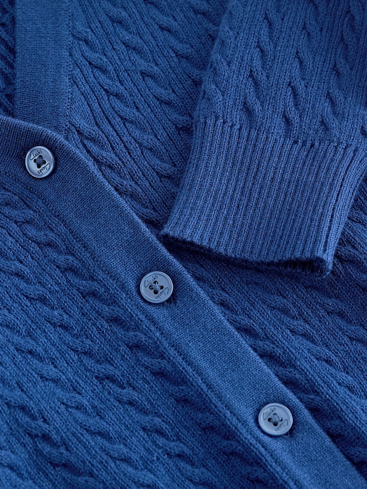 Clarks Blue Girls Cable Knit Frill School Cardigan - Image 7 of 7