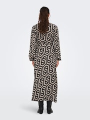 JDY Black Abstract Print V-Neck Midi Dress - Image 4 of 6