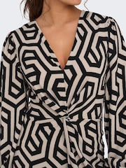 JDY Black Abstract Print V-Neck Midi Dress - Image 5 of 6