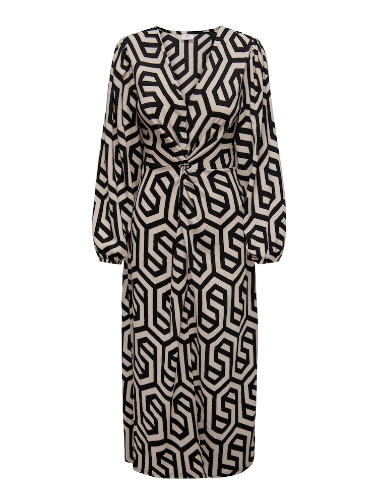JDY Black Abstract Print V-Neck Midi Dress - Image 6 of 6