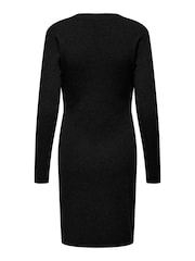 JDY Black Ribbed Knit Wrap Buckle Mini Jumper Dress - Image 2 of 2