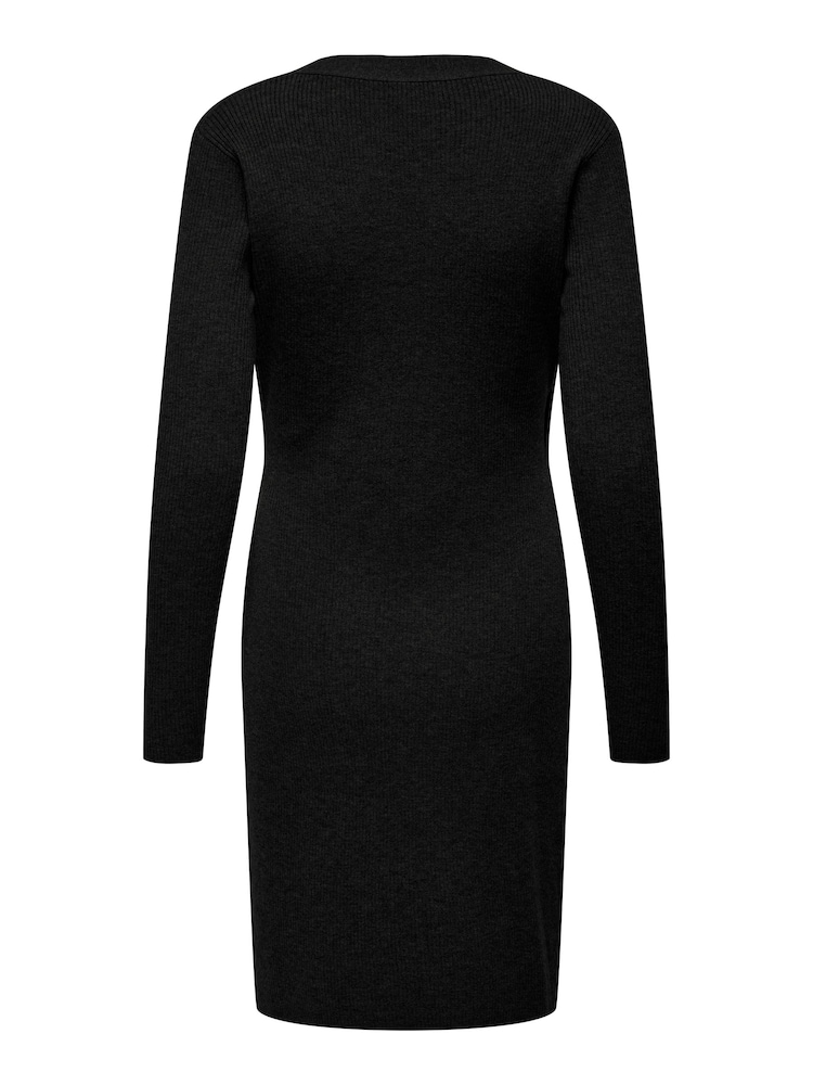 JDY Black Ribbed Knit Wrap Buckle Mini Jumper Dress - Image 2 of 2