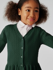 Clarks Green Girls Cable Knit Frill School Cardigan - Image 1 of 5