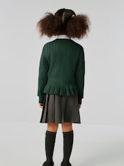 Clarks Green Girls Cable Knit Frill School Cardigan - Image 2 of 5