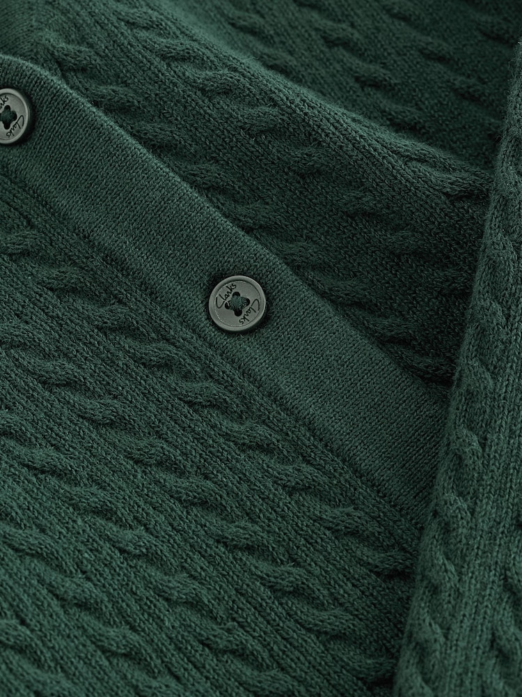 Clarks Green Girls Cable Knit Frill School Cardigan - Image 5 of 5