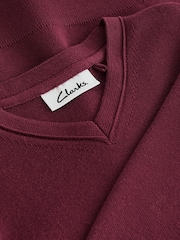 Clarks Burgundy Red Long Sleeve School Knitted V-Neck Jumper - Image 12 of 12