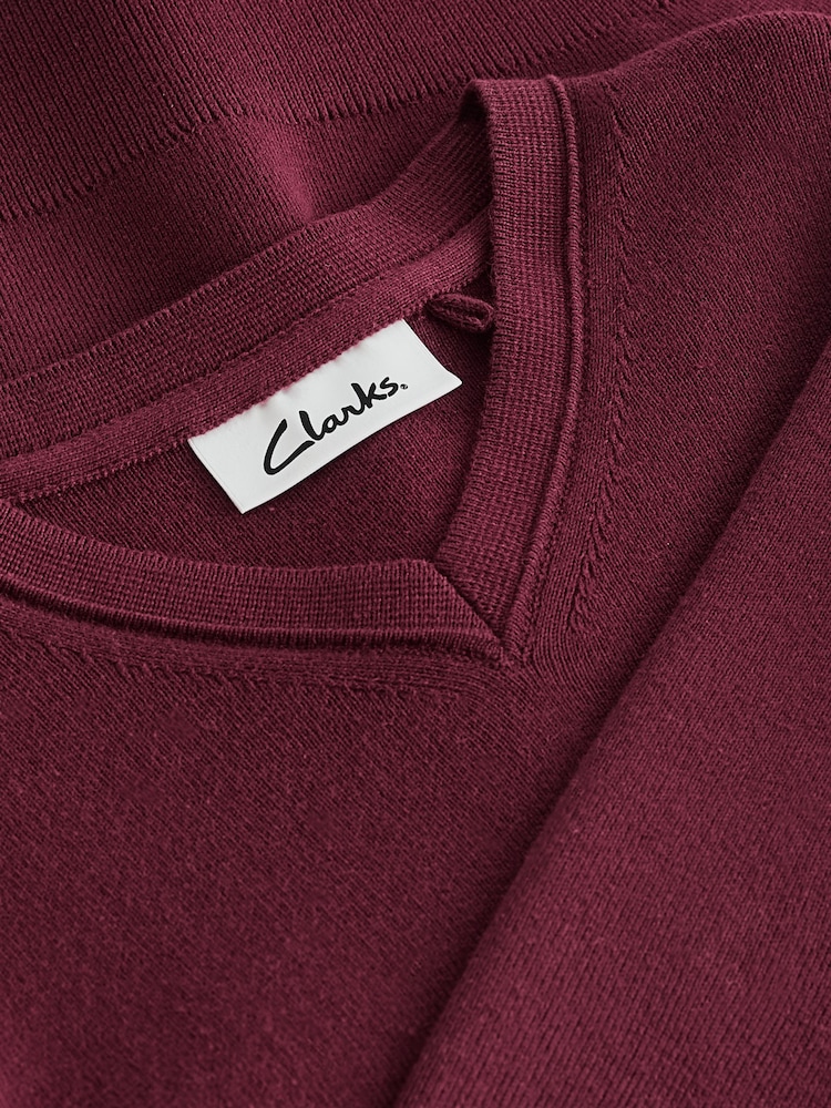 Clarks Burgundy Red Long Sleeve School Knitted V-Neck Jumper - Image 12 of 12