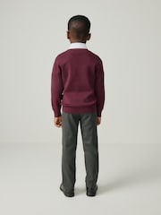 Clarks Burgundy Red Long Sleeve School Knitted V-Neck Jumper - Image 3 of 12