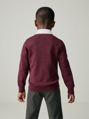Clarks Burgundy Red Long Sleeve School Knitted V-Neck Jumper - Image 5 of 12