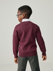 Clarks Burgundy Red Long Sleeve School Knitted V-Neck Jumper - Image 6 of 12